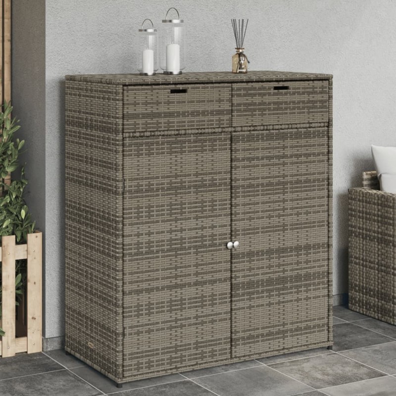 vidaXL Armario de almacenaje de jardín ratán PE gris 105x55x113 cm