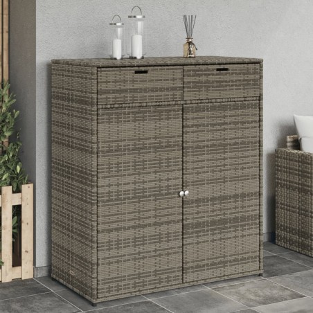 vidaXL Armario de almacenaje de jardín ratán PE gris 105x55x113 cm