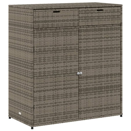 vidaXL Armario de almacenaje de jardín ratán PE gris 105x55x113 cm