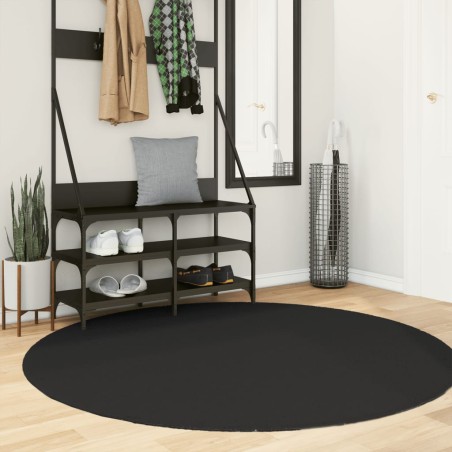 vidaXL Alfombra de pelo corto suave lavable HUARTE negro Ø 160 cm