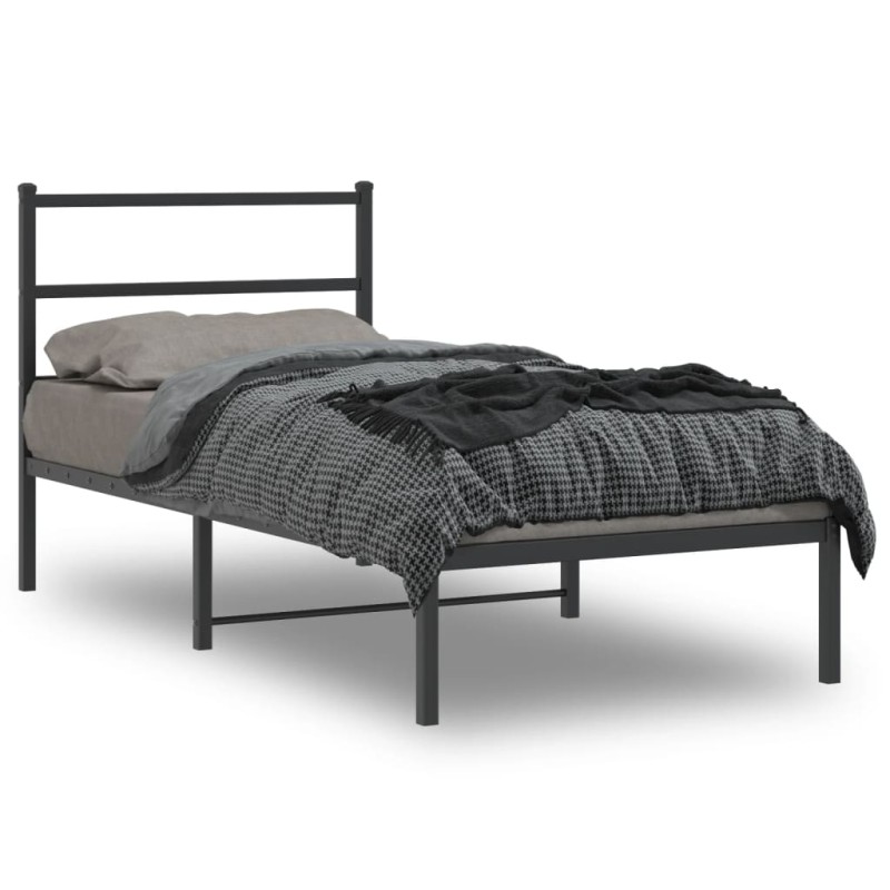 vidaXL Estructura de cama con cabecero metal negro 90x200 cm
