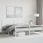 vidaXL Estructura cama metal con cabecero y estribo blanco 180x200 cm vidaXL Estructura cama metal con cabecero y estribo blanco 180x200 cm
