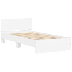 vidaXL Estructura cama con cabecero madera ingeniería blanco 100x200cm