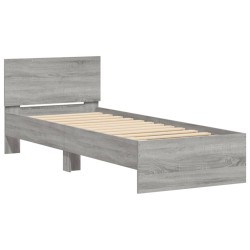 vidaXL Cama con cabecero madera de ingeniería gris Sonoma 90x190 cm