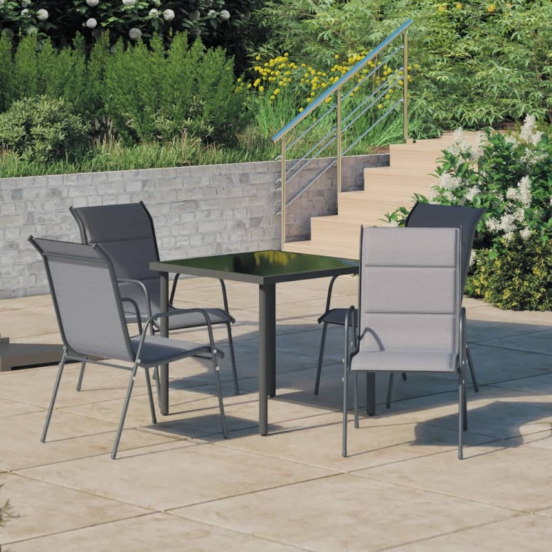 vidaXL Juego de comedor de jardín 5 piezas acero gris antracita vidaXL Juego de comedor de jardín 5 piezas acero gris antracita