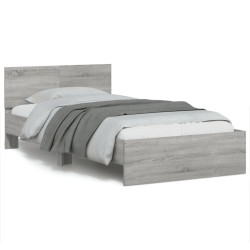 vidaXL Cama con cabecero madera de ingeniería gris Sonoma 100x200 cm