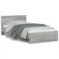vidaXL Cama con cabecero madera de ingeniería gris Sonoma 100x200 cm vidaXL Cama con cabecero madera de ingeniería gris Sonoma 100x200 cm