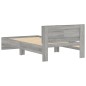 vidaXL Cama con cabecero madera de ingeniería gris Sonoma 100x200 cm vidaXL Cama con cabecero madera de ingeniería gris Sonoma 100x200 cm