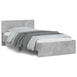 vidaXL Cama con cabecero madera de ingeniería gris hormigón 100x200 cm