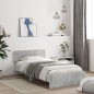 vidaXL Cama con cabecero madera de ingeniería gris hormigón 100x200 cm vidaXL Cama con cabecero madera de ingeniería gris hormigón 100x200 cm