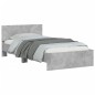 vidaXL Cama con cabecero madera de ingeniería gris hormigón 100x200 cm vidaXL Cama con cabecero madera de ingeniería gris hormigón 100x200 cm