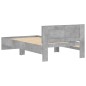 vidaXL Cama con cabecero madera de ingeniería gris hormigón 100x200 cm vidaXL Cama con cabecero madera de ingeniería gris hormigón 100x200 cm