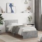 vidaXL Cama con cabecero madera de ingeniería gris hormigón 90x190 cm vidaXL Cama con cabecero madera de ingeniería gris hormigón 90x190 cm