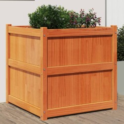 vidaXL Jardinera exterior madera maciza pino marrón cera 70x70x70 cm