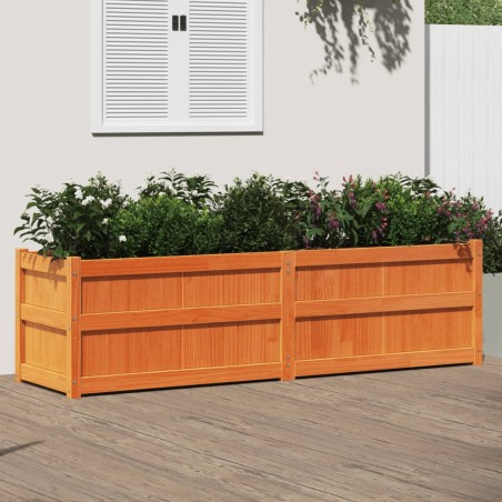 vidaXL Jardinera exterior madera maciza pino marrón cera 180x50x50cm