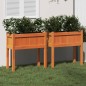 vidaXL Jardineras con patas 2 uds madera maciza de pino marrón cera vidaXL Jardineras con patas 2 uds madera maciza de pino marrón cera