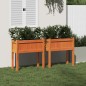 vidaXL Jardineras con patas 2 uds madera maciza de pino marrón cera vidaXL Jardineras con patas 2 uds madera maciza de pino marrón cera