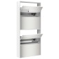 vidaXL Mueble zapatero con espejo 4 niveles blanco brillo 63x17x134 cm vidaXL Mueble zapatero con espejo 4 niveles blanco brillo 63x17x134 cm