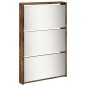 vidaXL Mueble zapatero y espejo 5 niveles roble ahumado 63x17x169,5 cm