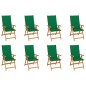 vidaXL Sillas de jardín reclinables con cojines 8 uds teca maciza vidaXL Sillas de jardín reclinables con cojines 8 uds teca maciza