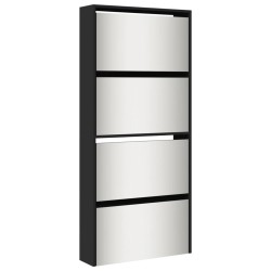 vidaXL Mueble zapatero con espejo 4 niveles negro 63x17x134 cm