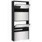 vidaXL Mueble zapatero con espejo 4 niveles negro 63x17x134 cm vidaXL Mueble zapatero con espejo 4 niveles negro 63x17x134 cm