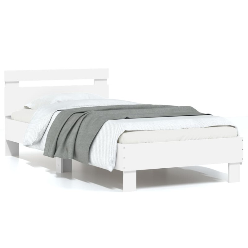 vidaXL Estructura de cama con cabecero y luces LED blanco 75x190 cm vidaXL Estructura de cama con cabecero y luces LED blanco 75x190 cm