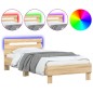 vidaXL Estructura de cama cabecero luces LED roble Sonoma 75x190 cm