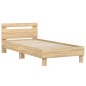 vidaXL Estructura de cama cabecero luces LED roble Sonoma 75x190 cm