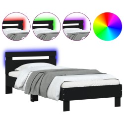 vidaXL Estructura de cama con cabecero y luces LED negro 90x190 cm