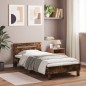 vidaXL Estructura de cama cabecero luces LED roble ahumado 100x200 cm vidaXL Estructura de cama cabecero luces LED roble ahumado 100x200 cm