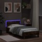 vidaXL Estructura de cama cabecero luces LED roble ahumado 100x200 cm vidaXL Estructura de cama cabecero luces LED roble ahumado 100x200 cm