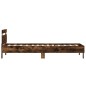 vidaXL Estructura de cama cabecero luces LED roble ahumado 100x200 cm vidaXL Estructura de cama cabecero luces LED roble ahumado 100x200 cm