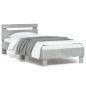 vidaXL Estructura de cama cabecero luces LED gris hormigón 90x190 cm vidaXL Estructura de cama cabecero luces LED gris hormigón 90x190 cm