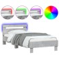 vidaXL Estructura de cama cabecero luces LED gris hormigón 90x190 cm vidaXL Estructura de cama cabecero luces LED gris hormigón 90x190 cm
