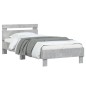 vidaXL Estructura de cama cabecero luces LED gris hormigón 90x190 cm vidaXL Estructura de cama cabecero luces LED gris hormigón 90x190 cm