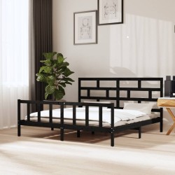 vidaXL Estructura de cama madera maciza de pino negro 180x200 cm