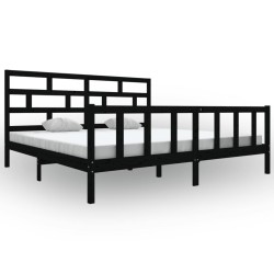vidaXL Estructura de cama madera maciza de pino negro 180x200 cm