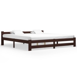 vidaXL Estructura de cama madera maciza pino marrón oscuro 200x200 cm