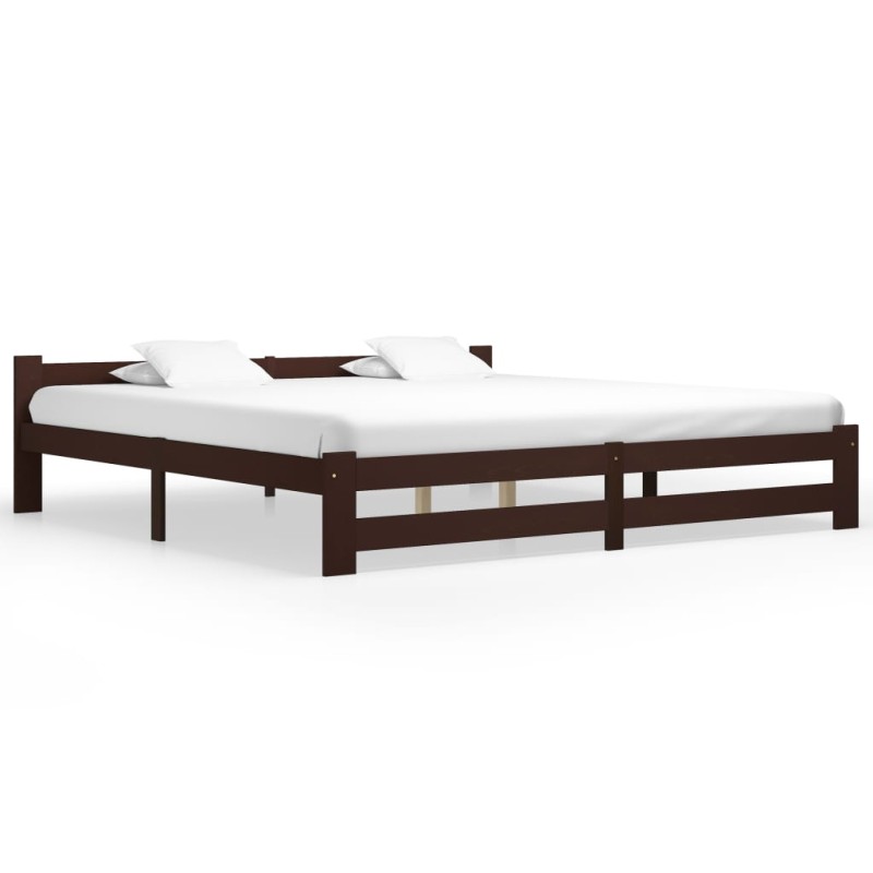 vidaXL Estructura de cama madera maciza pino marrón oscuro 200x200 cm vidaXL Estructura de cama madera maciza pino marrón oscuro 200x200 cm