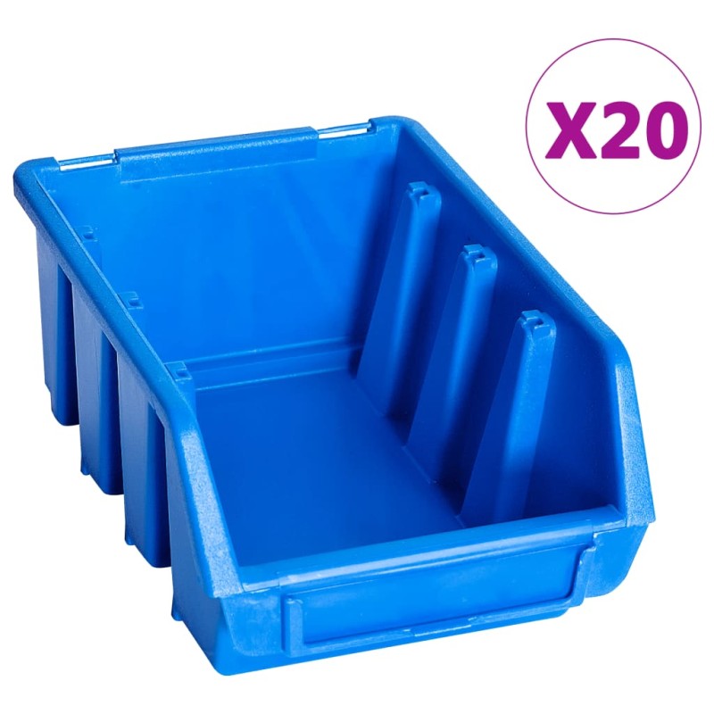 vidaXL Contenedores de almacenaje apilables 20 unidades plástico azul vidaXL Contenedores de almacenaje apilables 20 unidades plástico azul