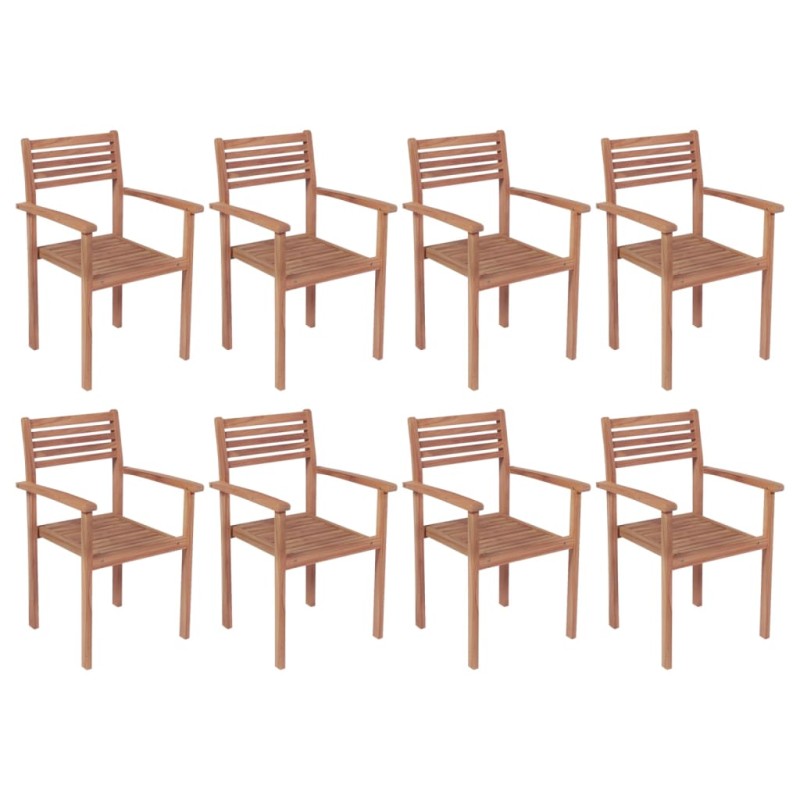 vidaXL Sillas apilables de jardín 8 unidades madera maciza de teca vidaXL Sillas apilables de jardín 8 unidades madera maciza de teca