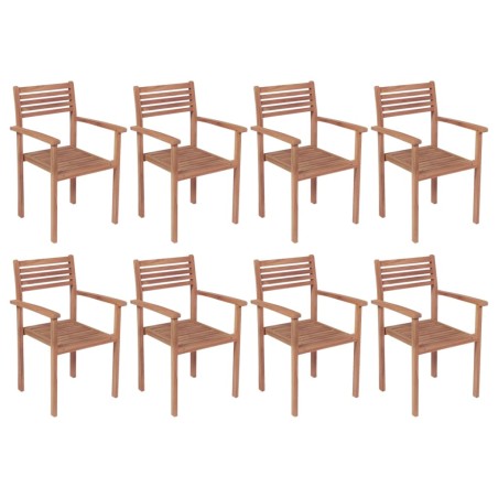 vidaXL Sillas apilables de jardín 8 unidades madera maciza de teca