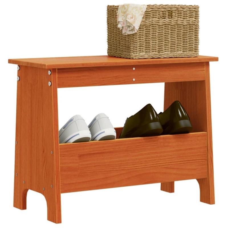vidaXL Banco de recibidor madera maciza pino marrón cera 60x28x45 cm vidaXL Banco de recibidor madera maciza pino marrón cera 60x28x45 cm