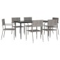 vidaXL Juego de comedor jardín 7 pzas ratán sintético acero gris negro vidaXL Juego de comedor jardín 7 pzas ratán sintético acero gris negro