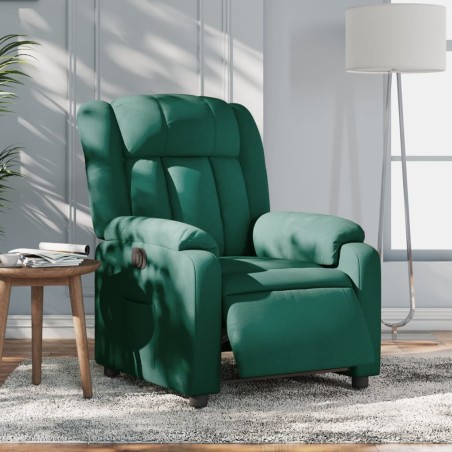 vidaXL Sillón reclinable eléctrico tela verde oscuro
