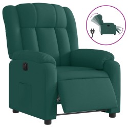 vidaXL Sillón reclinable eléctrico tela verde oscuro