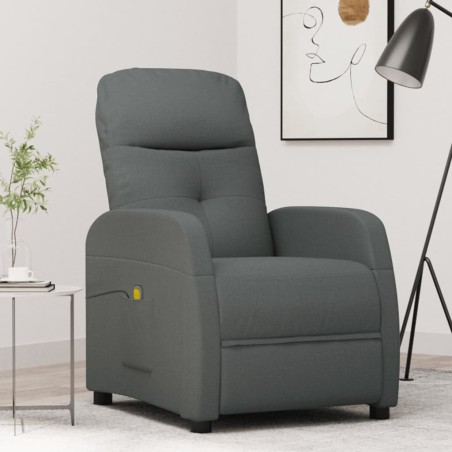 vidaXL Sillón de masaje de tela gris oscuro