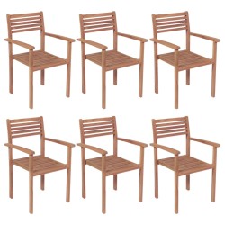 vidaXL Sillas apilables de jardín 6 unidades madera maciza de teca