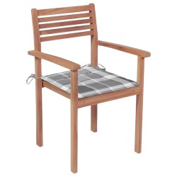 vidaXL Sillas apilables de jardín 8 uds madera de teca con cojines